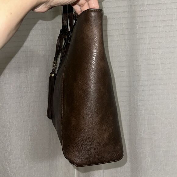 DELUXITY Large Brown Vegan Leather Tote - Picture 7 of 10